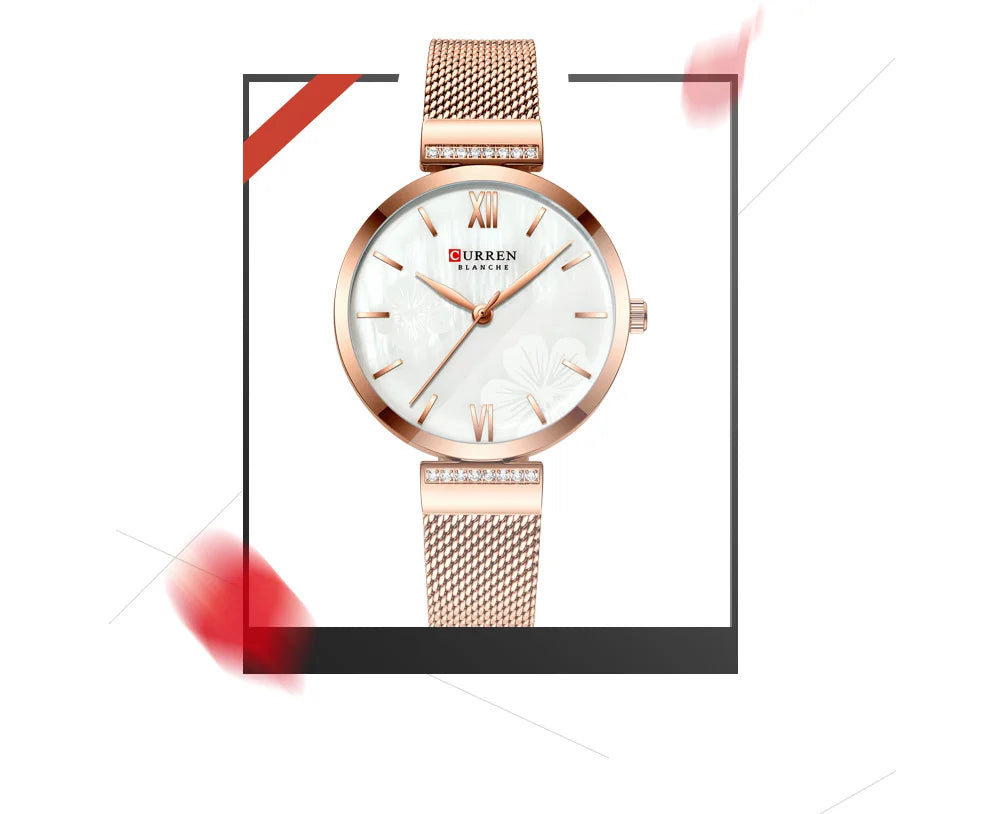Goldene Armbanduhr Mesh Damen Uhren Luxus Marke CURREN Elegante Einfache Quarzuhr frauen Armband Uhr Weibliche Reloj mujer