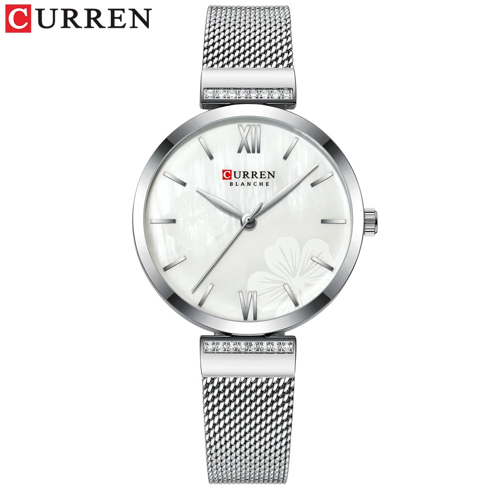 Goldene Armbanduhr Mesh Damen Uhren Luxus Marke CURREN Elegante Einfache Quarzuhr frauen Armband Uhr Weibliche Reloj mujer