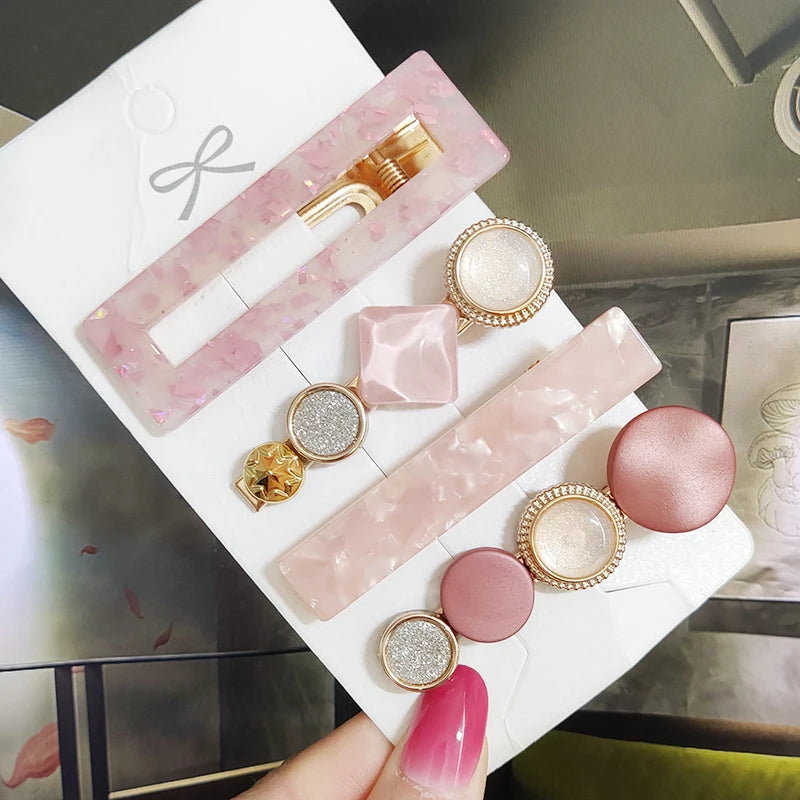 3/4 stücke Set Perle Haar Clip Für Frauen Koreanische Haarnadeln Geometrische Kristall Haar Barrettes Mädchen Hairgrip Haar Zubehör