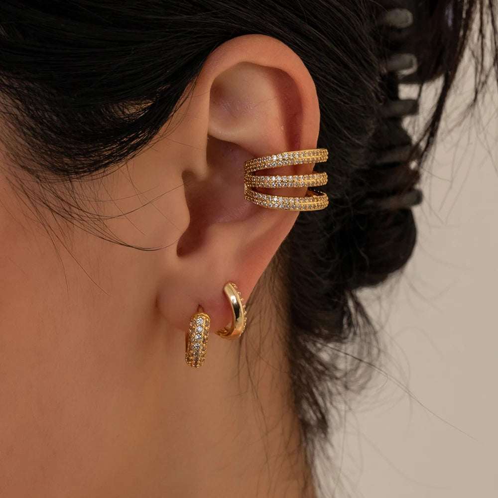 Mode CZ Zirkon Runde Huggie Creolen für Frauen Geometrische U Form Ohr Schnalle Hoops Vergoldet Edelstahl Schmuck