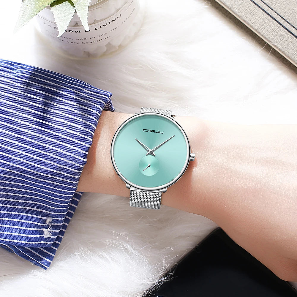 CRRJU frauen Uhren 2021 Luxus Damen Uhr Mode Minimalistischen Wasserdicht Schlanke Band Uhren für Frauen Geschenk Reloj Mujer