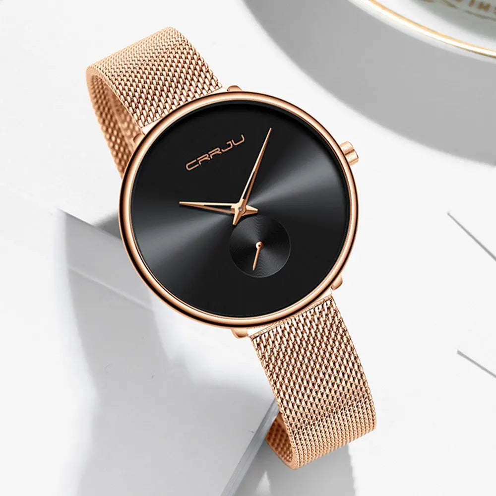 CRRJU frauen Uhren 2021 Luxus Damen Uhr Mode Minimalistischen Wasserdicht Schlanke Band Uhren für Frauen Geschenk Reloj Mujer
