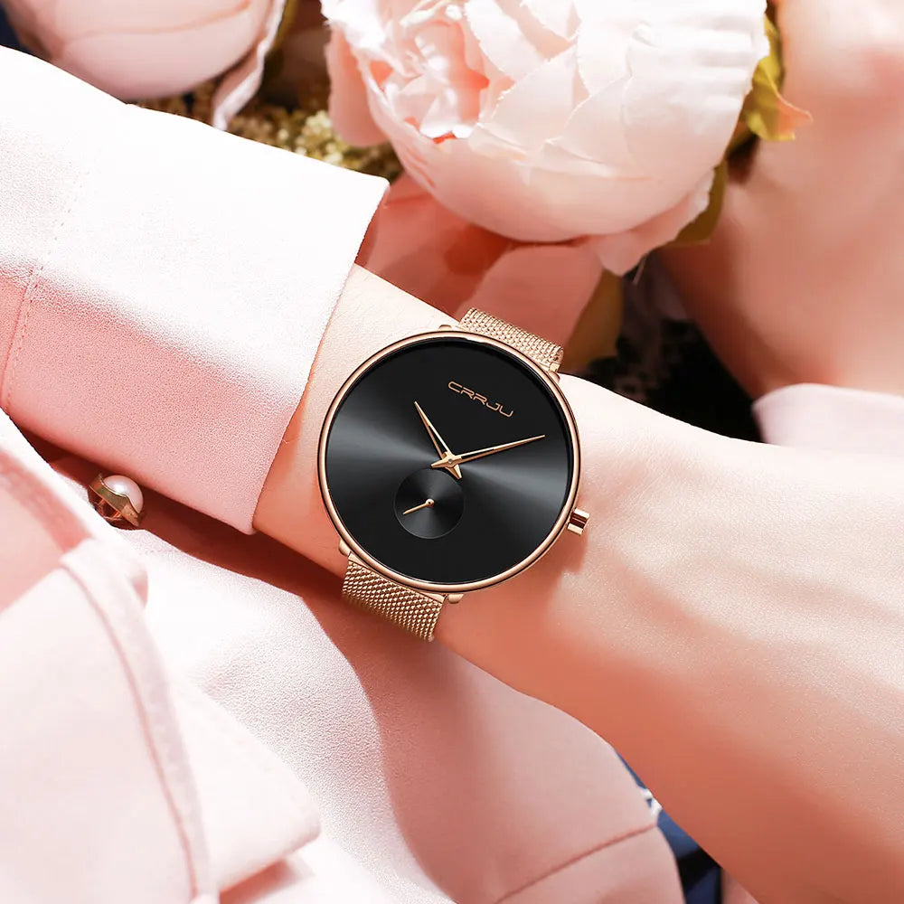 CRRJU frauen Uhren 2021 Luxus Damen Uhr Mode Minimalistischen Wasserdicht Schlanke Band Uhren für Frauen Geschenk Reloj Mujer