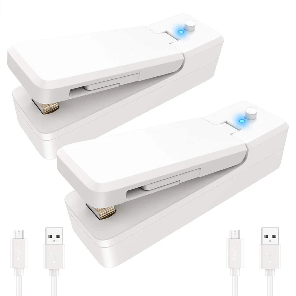 Mini-Beutelversiegelungsgerät, 2-in-1, wiederaufladbar, tragbar, Vakuum-Heißsiegelgerät und -schneider für Kunststoff-Snacks, PVC-Beutel, Picknick-Kampagne im Freien