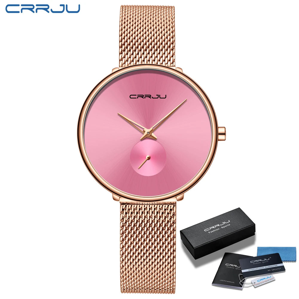 CRRJU frauen Uhren 2021 Luxus Damen Uhr Mode Minimalistischen Wasserdicht Schlanke Band Uhren für Frauen Geschenk Reloj Mujer