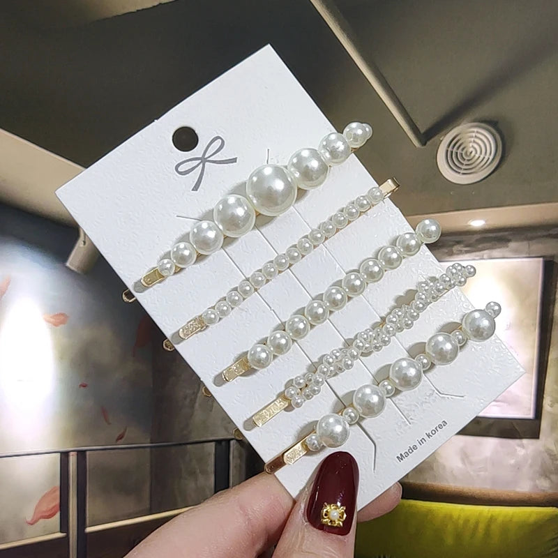 3/4 stücke Set Perle Haar Clip Für Frauen Koreanische Haarnadeln Geometrische Kristall Haar Barrettes Mädchen Hairgrip Haar Zubehör
