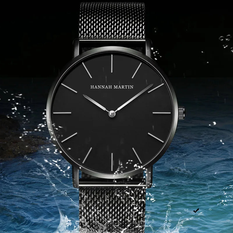 Hannah Martin Ultra Dünne Quarz Männer Uhr Edelstahl Mesh Uhren Männer Einfache Mode Business Japan Armbanduhr Uhr Männlich
