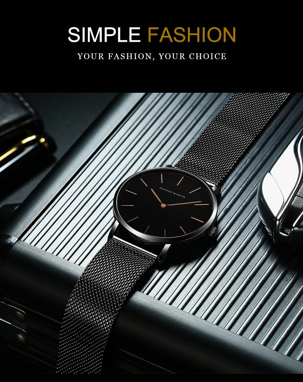Hannah Martin Ultra Dünne Quarz Männer Uhr Edelstahl Mesh Uhren Männer Einfache Mode Business Japan Armbanduhr Uhr Männlich