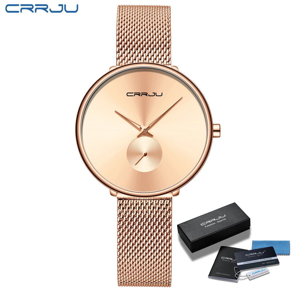 CRRJU frauen Uhren 2021 Luxus Damen Uhr Mode Minimalistischen Wasserdicht Schlanke Band Uhren für Frauen Geschenk Reloj Mujer