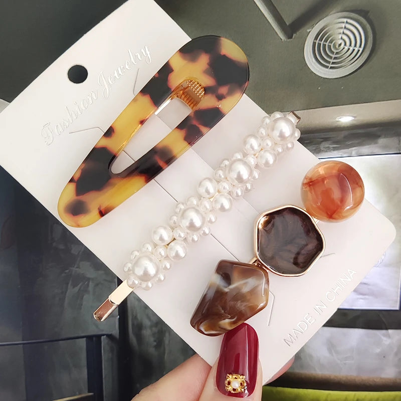 3/4 stücke Set Perle Haar Clip Für Frauen Koreanische Haarnadeln Geometrische Kristall Haar Barrettes Mädchen Hairgrip Haar Zubehör