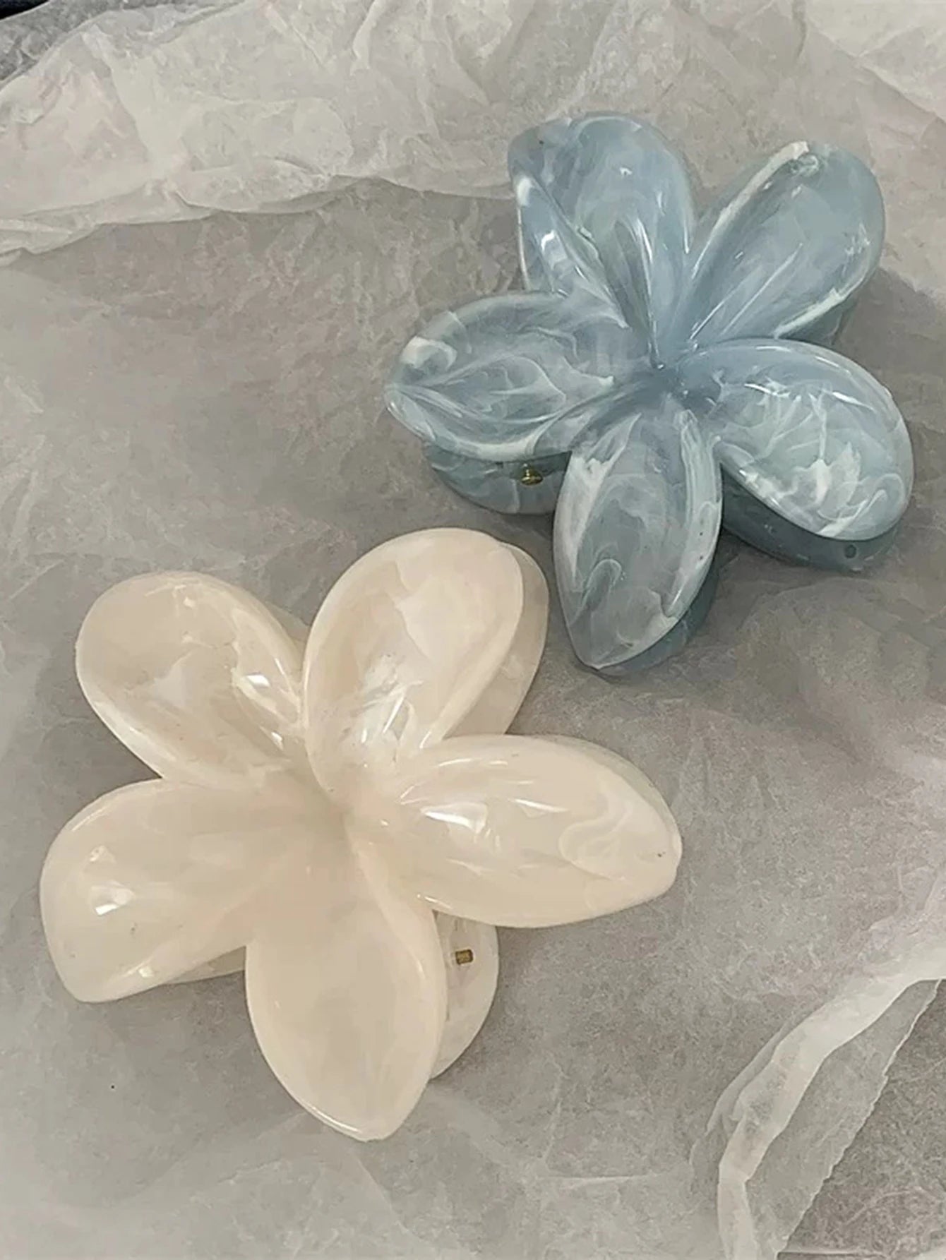 Hawaiianische Blumenkrallenklammern für Frauen, Blumen-Haarklammern mit Marmorader für dünnes Haar, süßer Strand-Haarschmuck