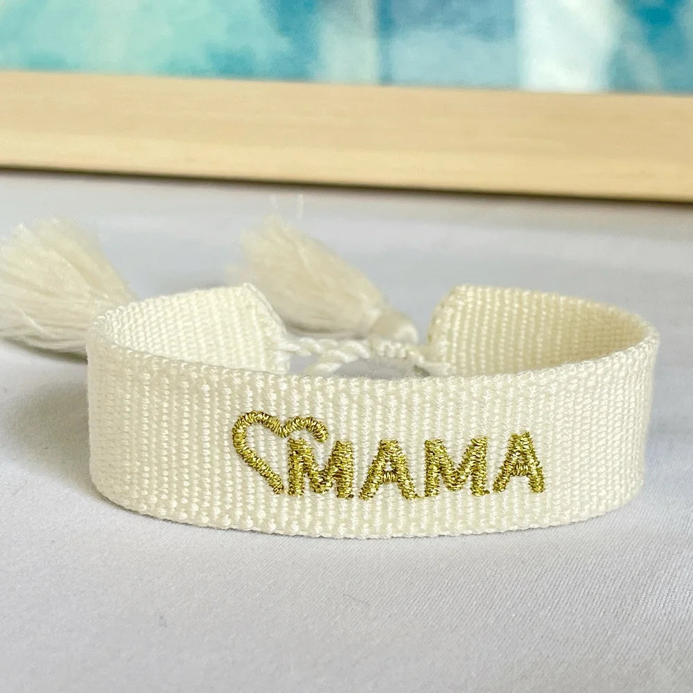 BEST MOM Stickerei-Armbänder, verstellbares Armband, Geschenk für Super-Mama