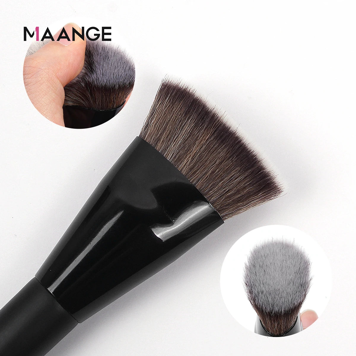 MAANGE Flachkopf-Grundierungspinsel mit Box – Für Puder, Rouge & Concealer