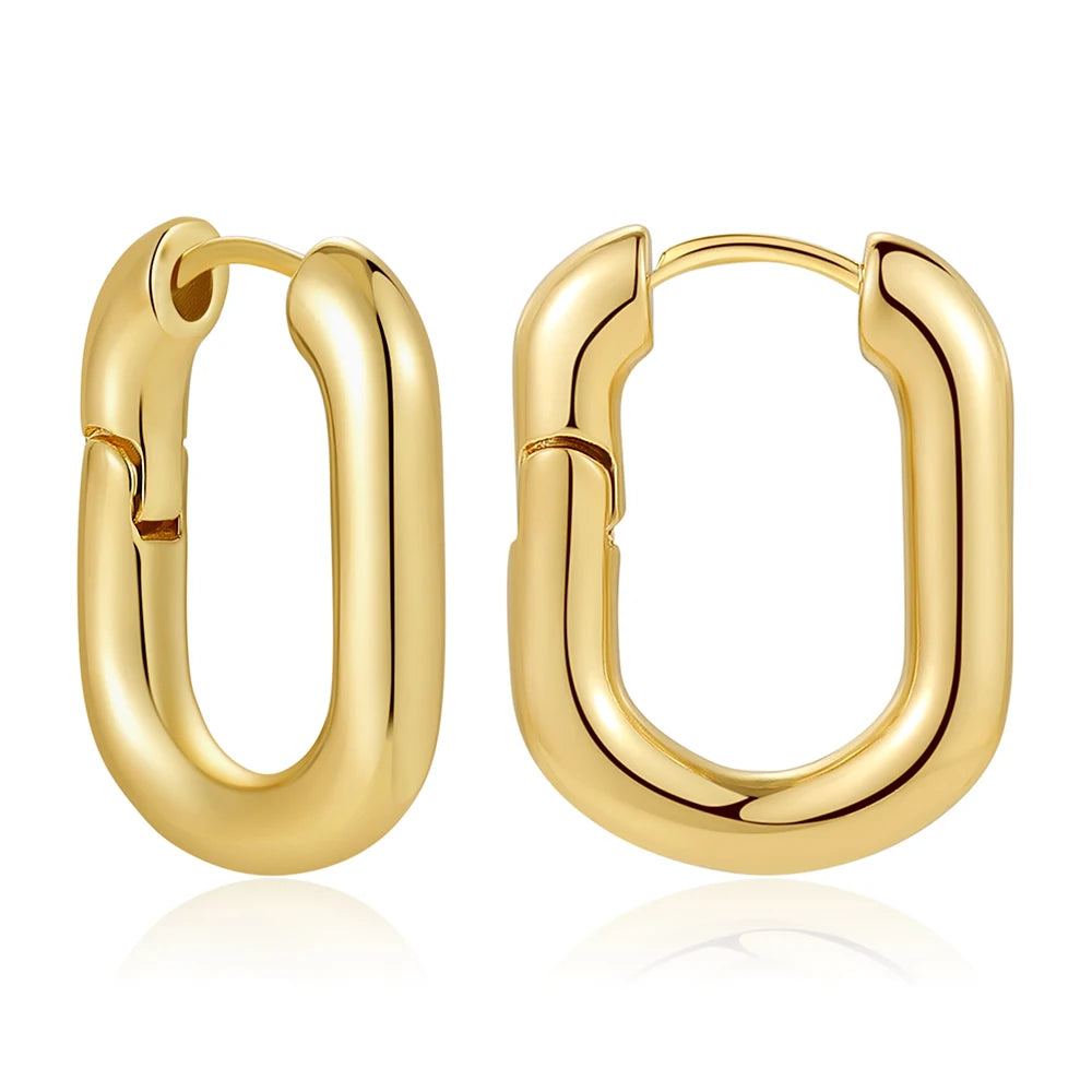 Mode CZ Zirkon Runde Huggie Creolen für Frauen Geometrische U Form Ohr Schnalle Hoops Vergoldet Edelstahl Schmuck