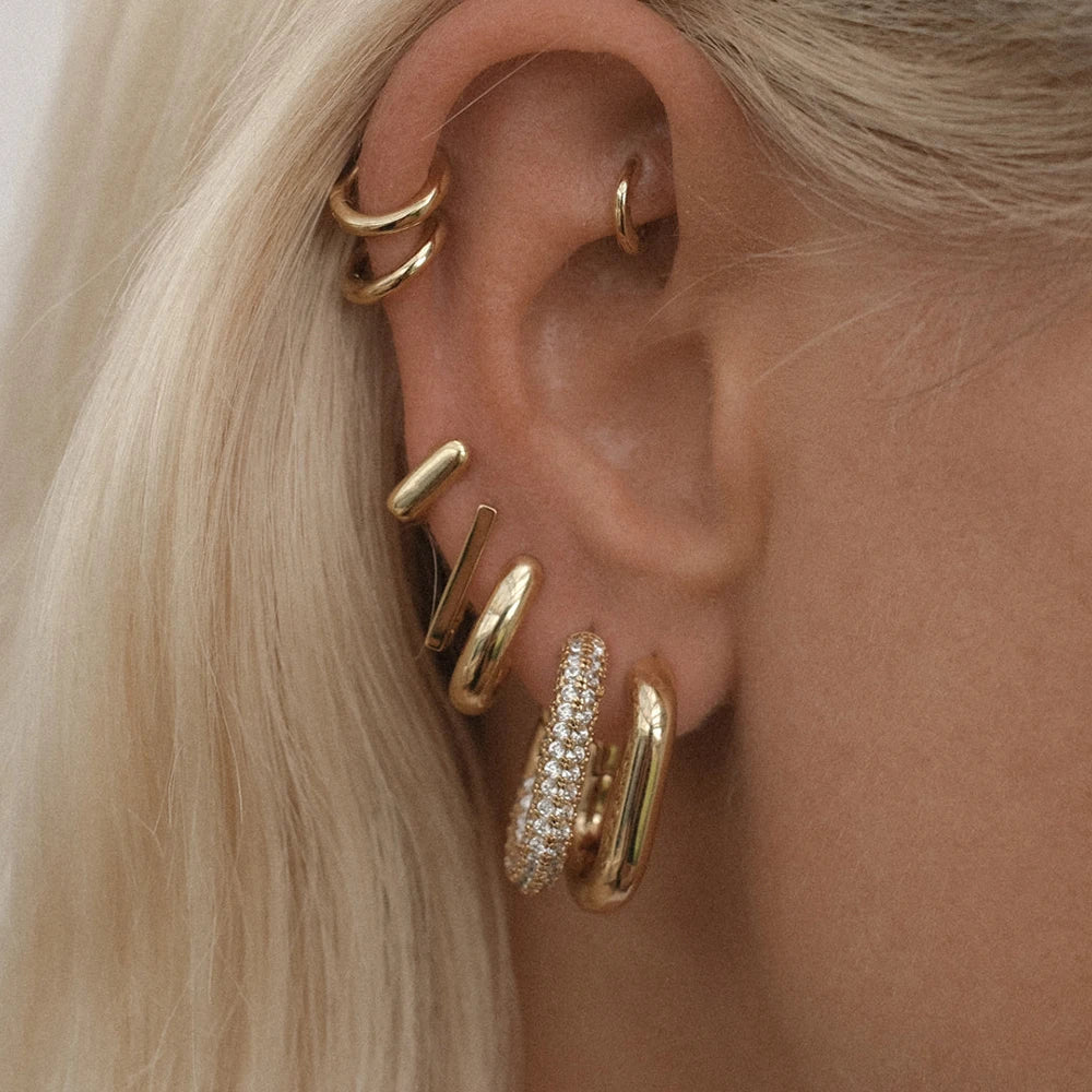 Mode CZ Zirkon Runde Huggie Creolen für Frauen Geometrische U Form Ohr Schnalle Hoops Vergoldet Edelstahl Schmuck