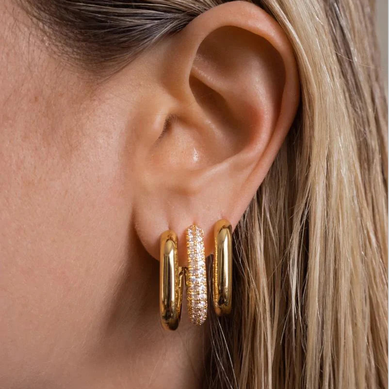 Mode CZ Zirkon Runde Huggie Creolen für Frauen Geometrische U Form Ohr Schnalle Hoops Vergoldet Edelstahl Schmuck