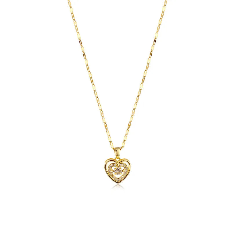 Nette Schlagen Herz Kristall Anhänger Halskette Für Frauen Koreanische Mode Edelstahl Schlüsselbein Kette Weibliche Sexy Hochzeit Schmuck