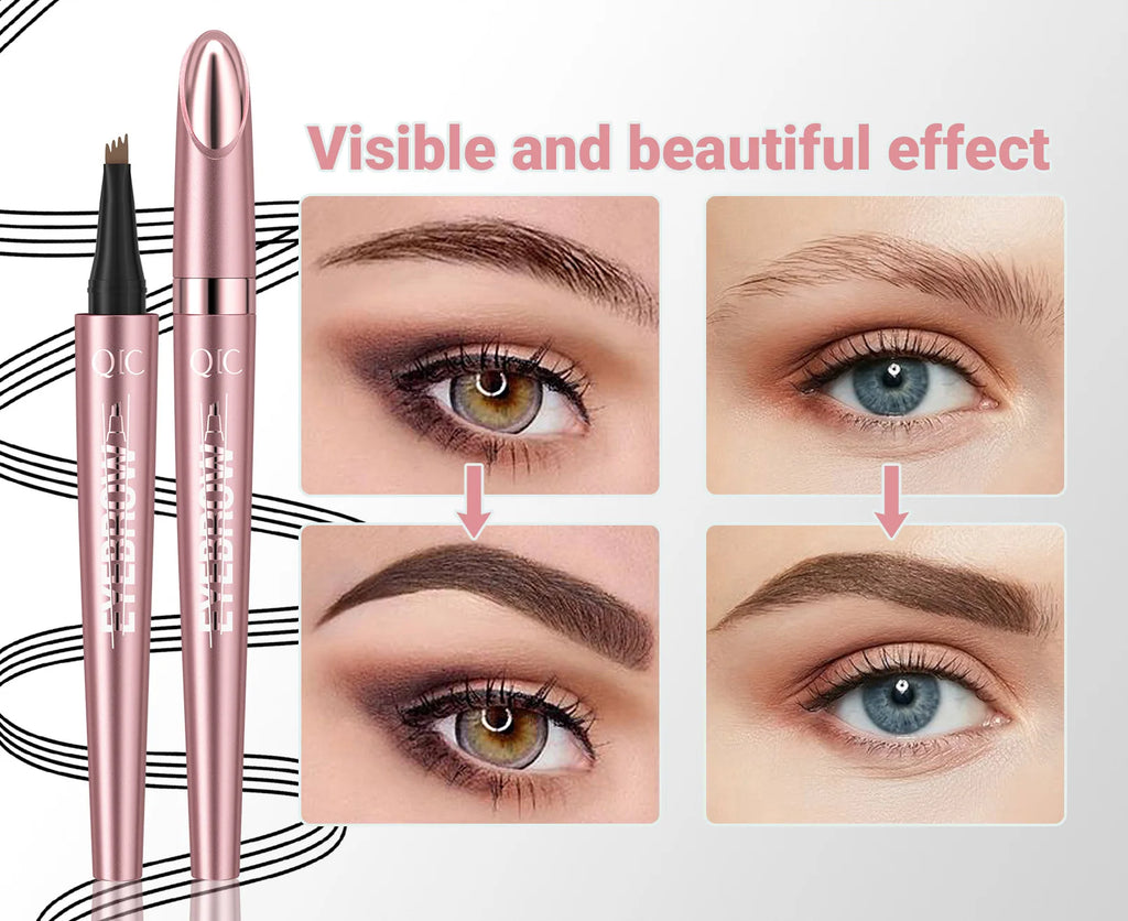 Augenbrauenstift mit 4 Gabelspitzen, 3D-Microblading, wasserfest, dunkelbraun, natürliche Farbe, feiner Strich, magischer Augenbrauenstift, 2024, neue Damen
