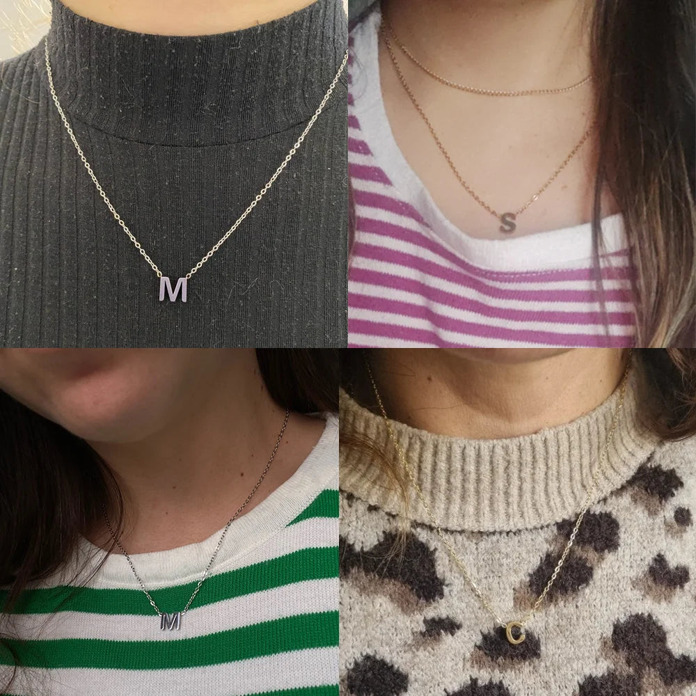 Cazador Minimalistische Initial A-Z Buchstaben Halskette für Frauen Alphabet Edelstahl Halsband Ketten Schmuck Geburtstagsgeschenk Großhandel