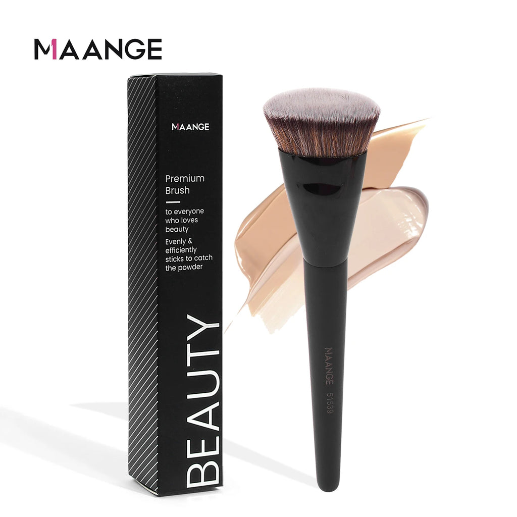 MAANGE Flachkopf-Grundierungspinsel mit Box – Für Puder, Rouge & Concealer