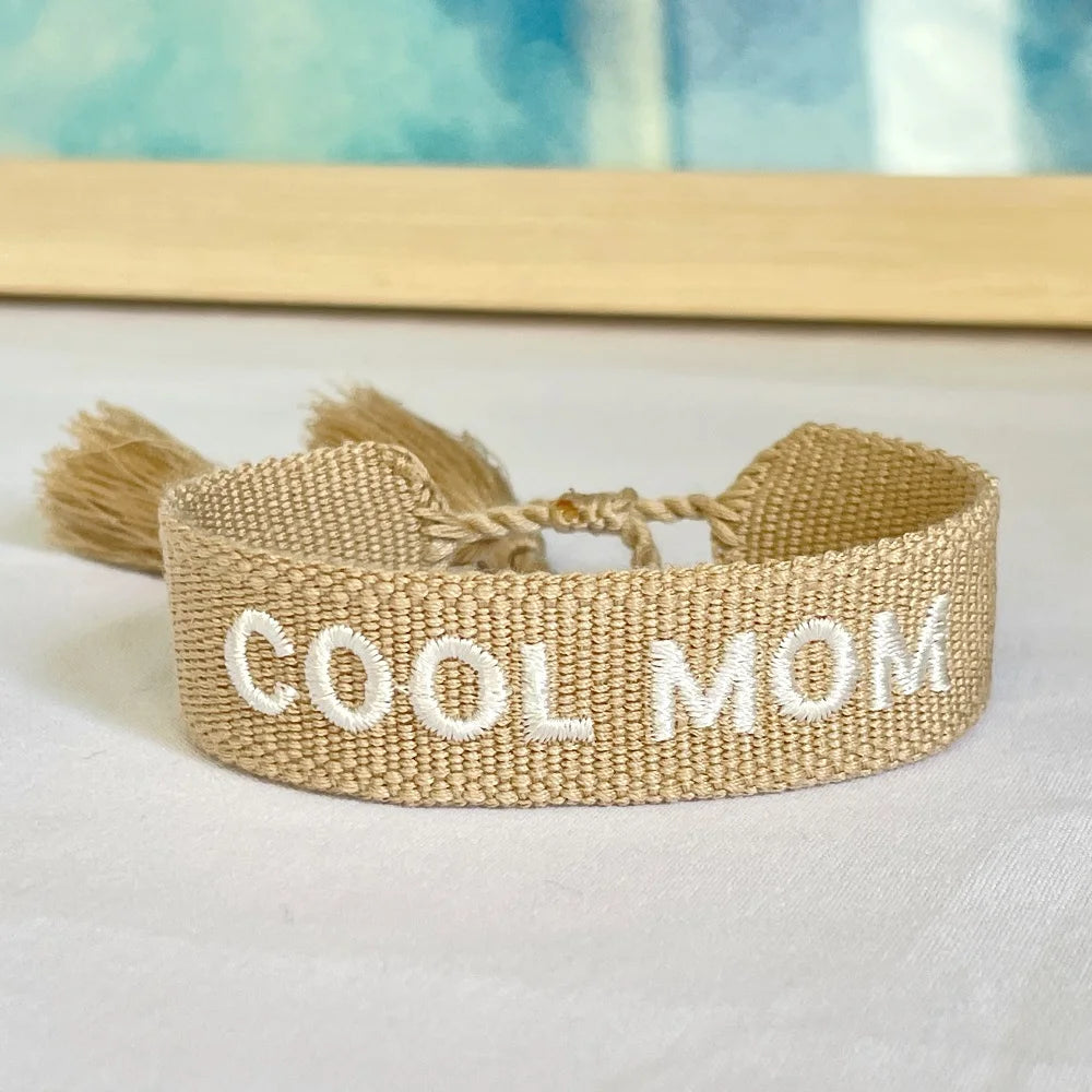 BEST MOM Stickerei-Armbänder, verstellbares Armband, Geschenk für Super-Mama