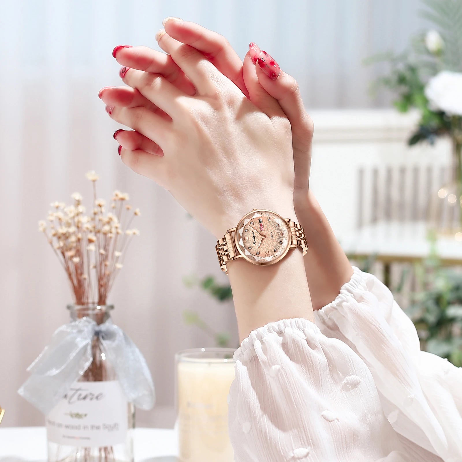POEDAGAR Frauen Uhr Neue Mode Luxus Edelstahl Armbanduhr Armband Einfache Rose Gold Wasserdicht Leucht Damen Uhren