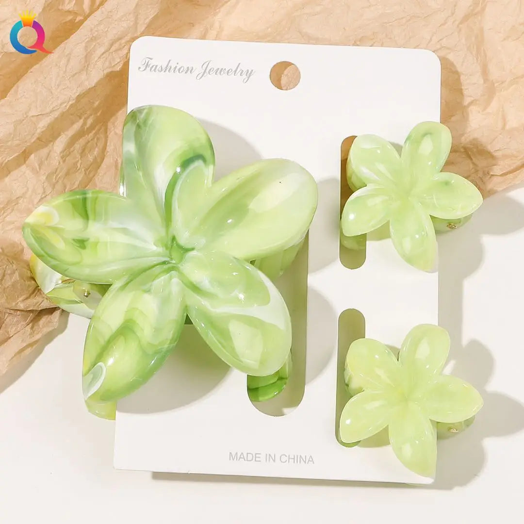 Hawaiianische Blumenkrallenklammern für Frauen, Blumen-Haarklammern mit Marmorader für dünnes Haar, süßer Strand-Haarschmuck