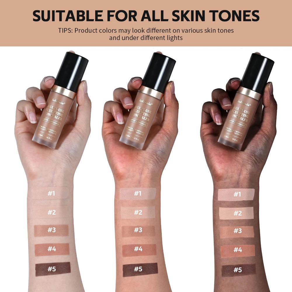 Lakerain 5-Farben-wasserfester Concealer, matt, hohe Deckkraft, ölkontrollierende Grundierung für Aknenarben und Augenringe, Kosmetika