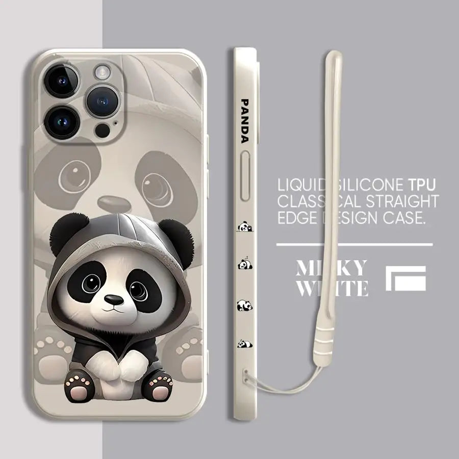 Süße Panda iPhone Hülle – Weiches Silikon Case – für iPhone 7–16 Pro / 14 Pro Max / 15 Plus / SE / XR / XS Max / 12 Mini
