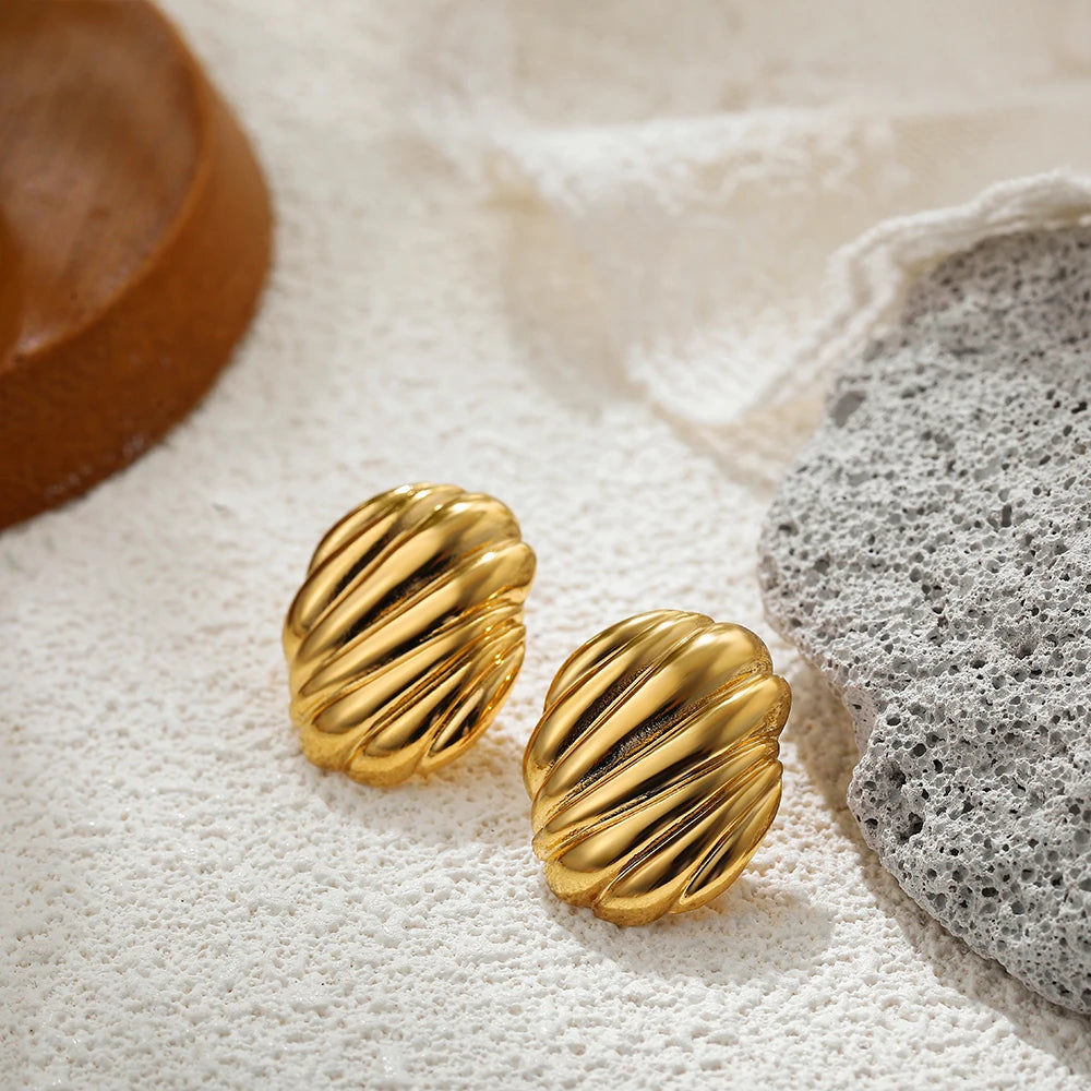 Mode Glänzende Drei-Schicht Strukturierte Kreuzung Knoten Ohrringe für Frauen Gold Farbe Edelstahl Ohrring Vintage-Schmuck Geschenk