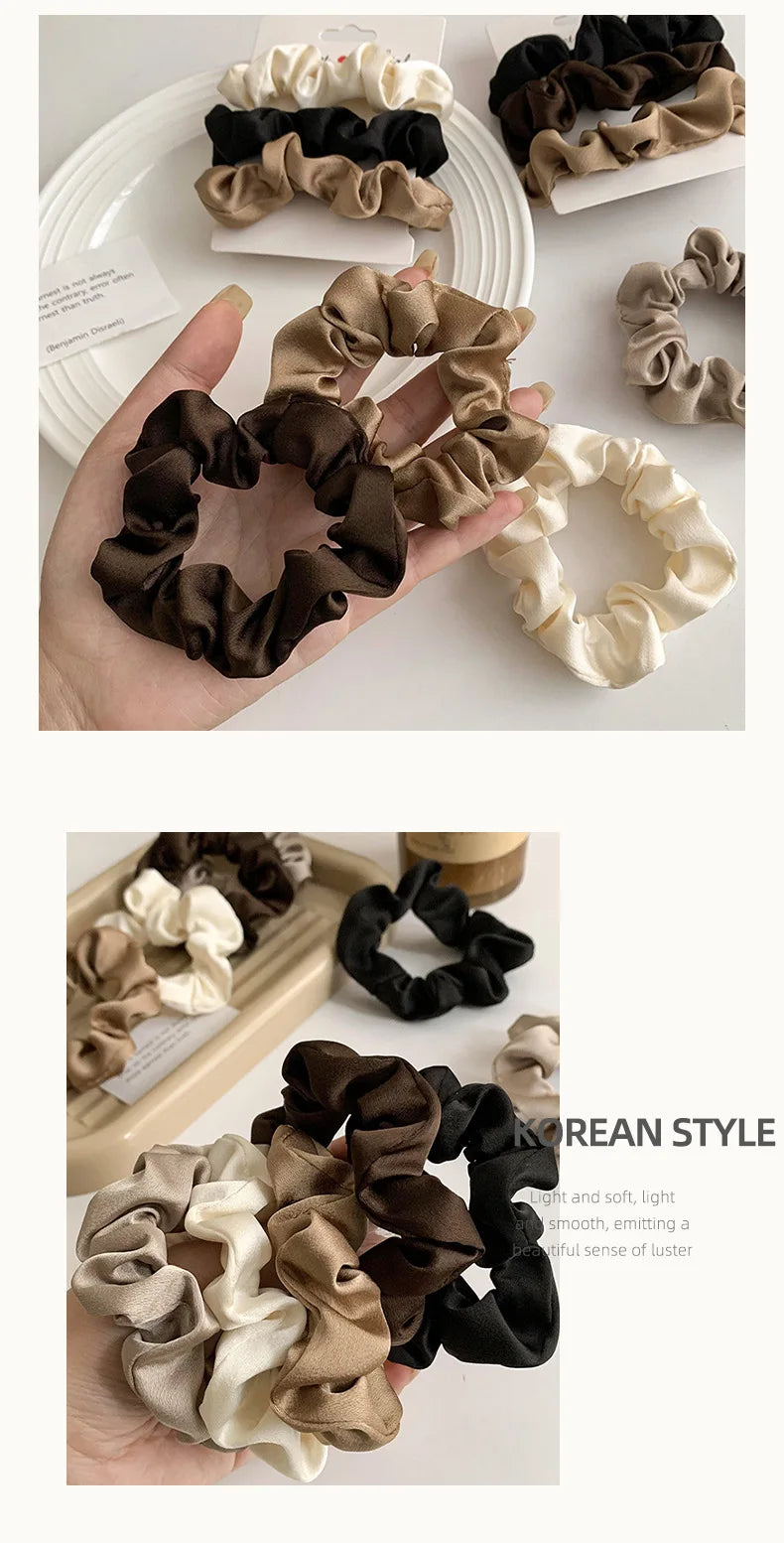 Satin Scrunchies für Frauen | Set Elastische Haarbänder