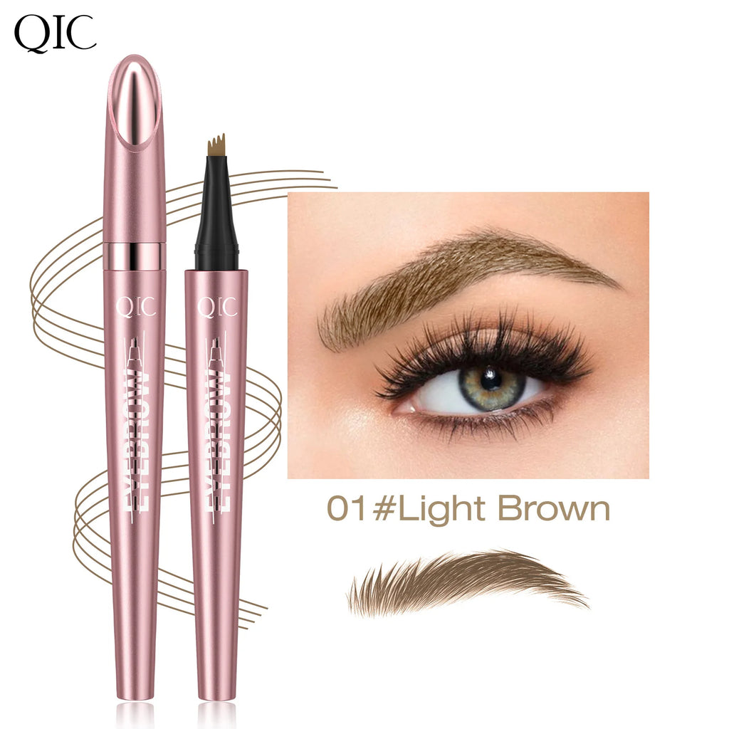 Augenbrauenstift mit 4 Gabelspitzen, 3D-Microblading, wasserfest, dunkelbraun, natürliche Farbe, feiner Strich, magischer Augenbrauenstift, 2024, neue Damen
