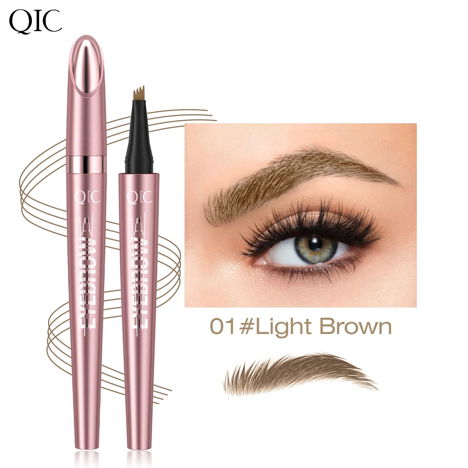Augenbrauenstift mit 4 Gabelspitzen, 3D-Microblading, wasserfest, dunkelbraun, natürliche Farbe, feiner Strich, magischer Augenbrauenstift, 2024, neue Damen