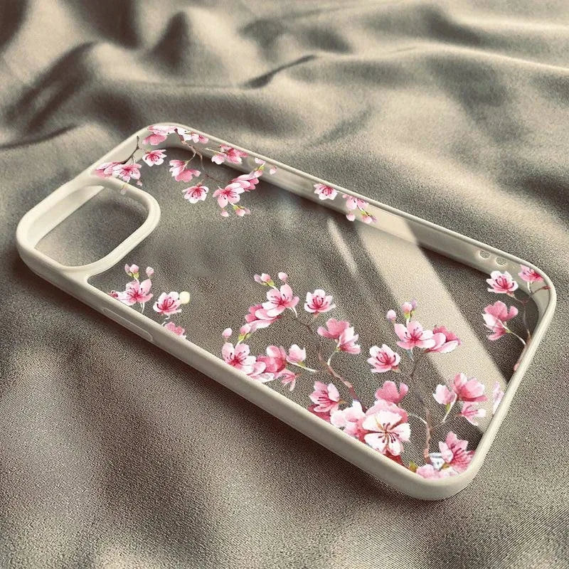 Rosa Magnolienblüten-Handyhülle für iPhone 17, 16, 15, 14, 11, 13, 12 Pro Max, 7 oder 8, SE, 17 Air Plum Blossom, stoßfeste, klare Hartschale