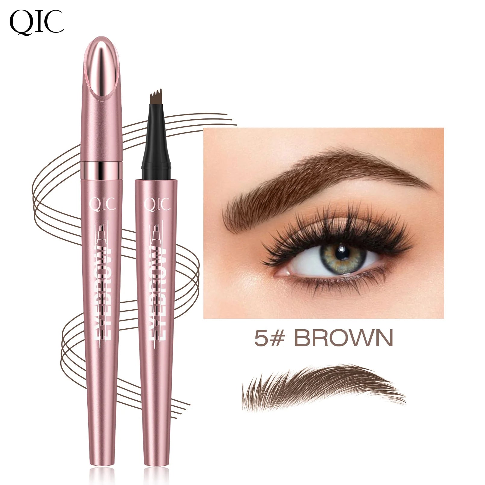 Augenbrauenstift mit 4 Gabelspitzen, 3D-Microblading, wasserfest, dunkelbraun, natürliche Farbe, feiner Strich, magischer Augenbrauenstift, 2024, neue Damen