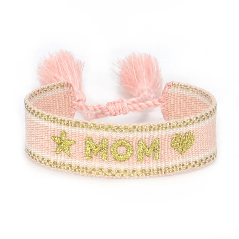 BEST MOM Stickerei-Armbänder, verstellbares Armband, Geschenk für Super-Mama