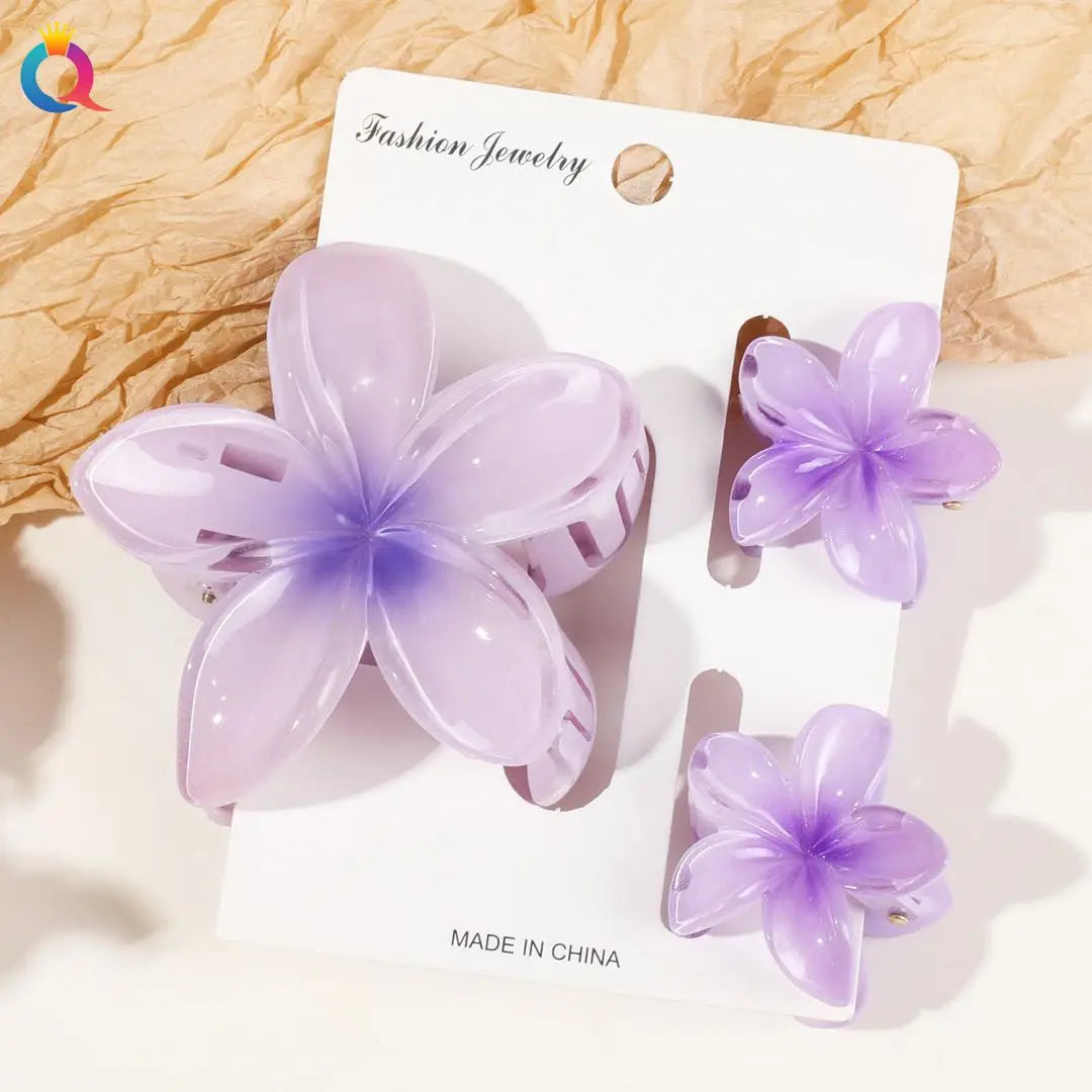 Hawaiianische Blumenkrallenklammern für Frauen, Blumen-Haarklammern mit Marmorader für dünnes Haar, süßer Strand-Haarschmuck