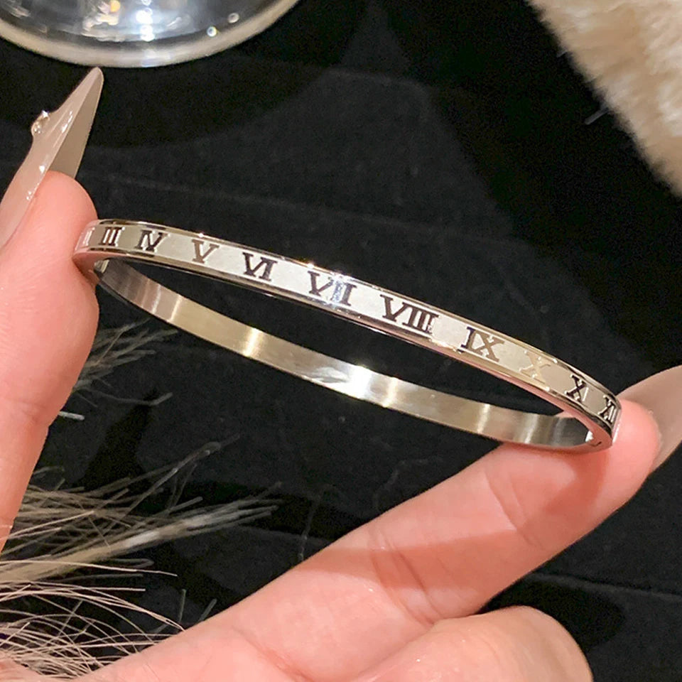 ZAKOL 5/1 Stück funkelndes Edelstahl-Armband-Set mit Zirkonia-Intarsien für Damen, stapelbare Armreifen, modisch, lichtecht, Schmuck, Geschenk