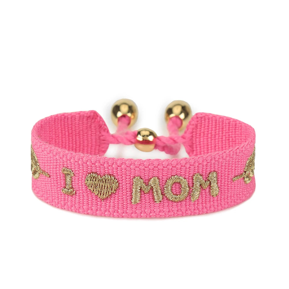 BEST MOM Stickerei-Armbänder, verstellbares Armband, Geschenk für Super-Mama