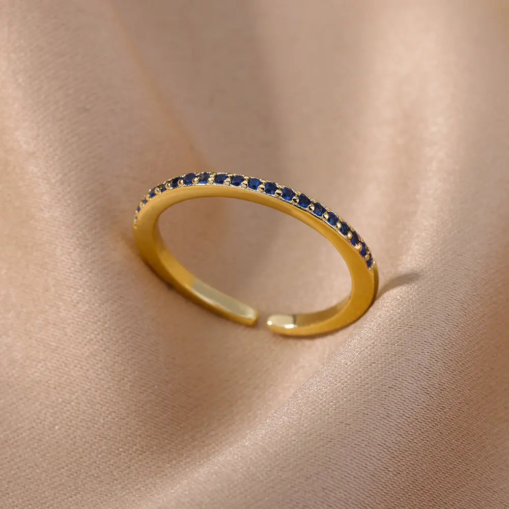 Mini Zirkon Grüne Ringe Für Frauen Edelstahl Gold Farbe Einstellbare Finger Ring Verlobung Hochzeit Weihnachten Schmuck Geschenk