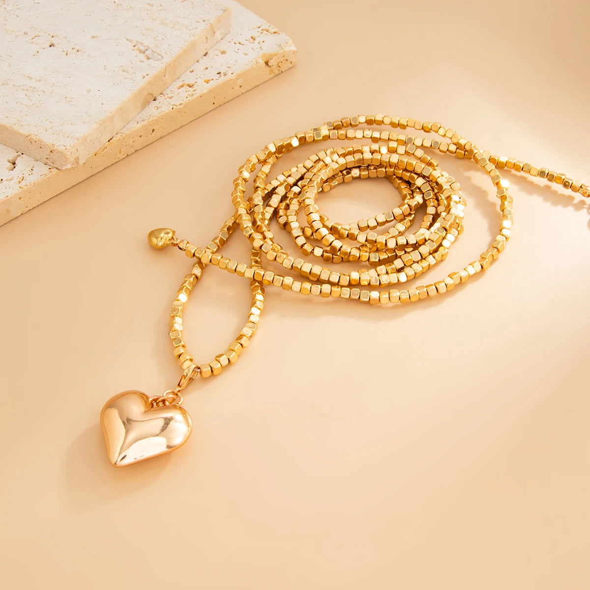 KunJoe Mode Gold Farbe Liebe Herz Anhänger Halskette Frauen Vintage Perlen Kette Lange Halskette Pullover Kette Schmuck Zubehör