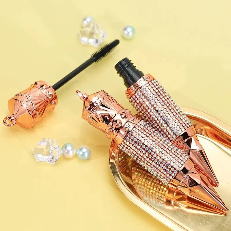 Mascara wasserdicht wisch fest längliche Wimpern Make-up-Tool, natürliche dicke Locken, Strass dekorative Schale