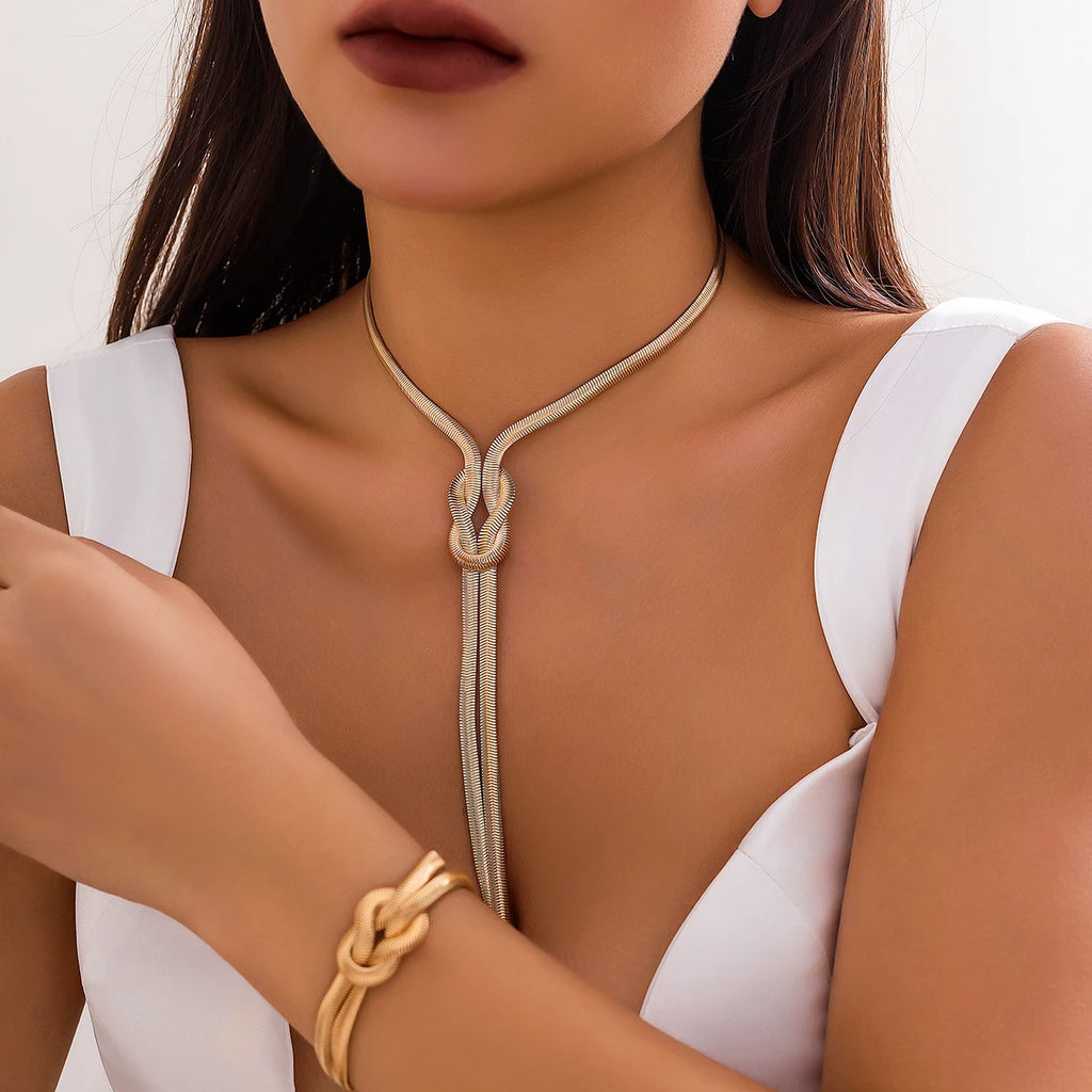 2 Teile/satz Sexy Glatte Lange Schlange Twisted Kette Halskette Armband für Frauen Vintage Goth Quaste Halsband Y2K Schmuck Zubehör Neue