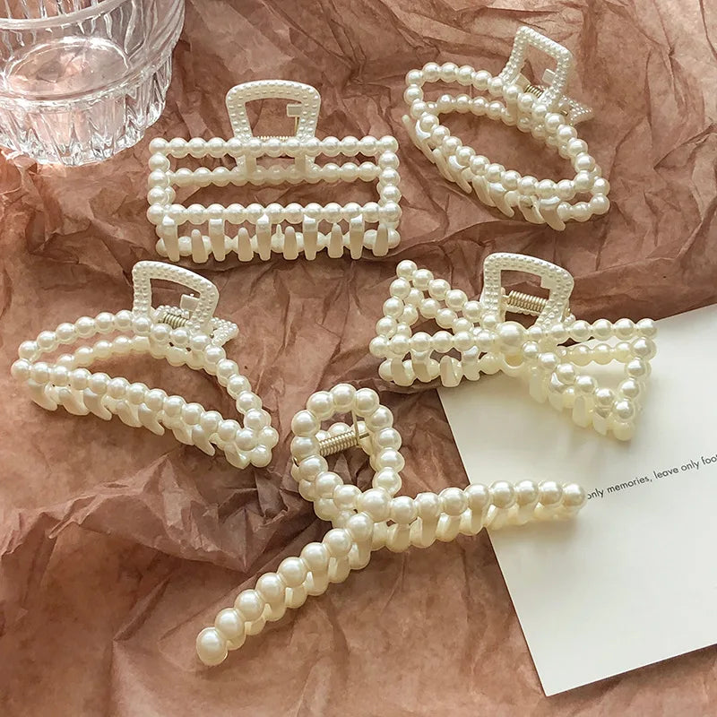 Koreanische Imitation Perle Haarnadeln Geometrische Haar Krallen Bad Große Fang Clip Shark Clip Zurück Kopf Haar Clip Frauen Haar Zubehör