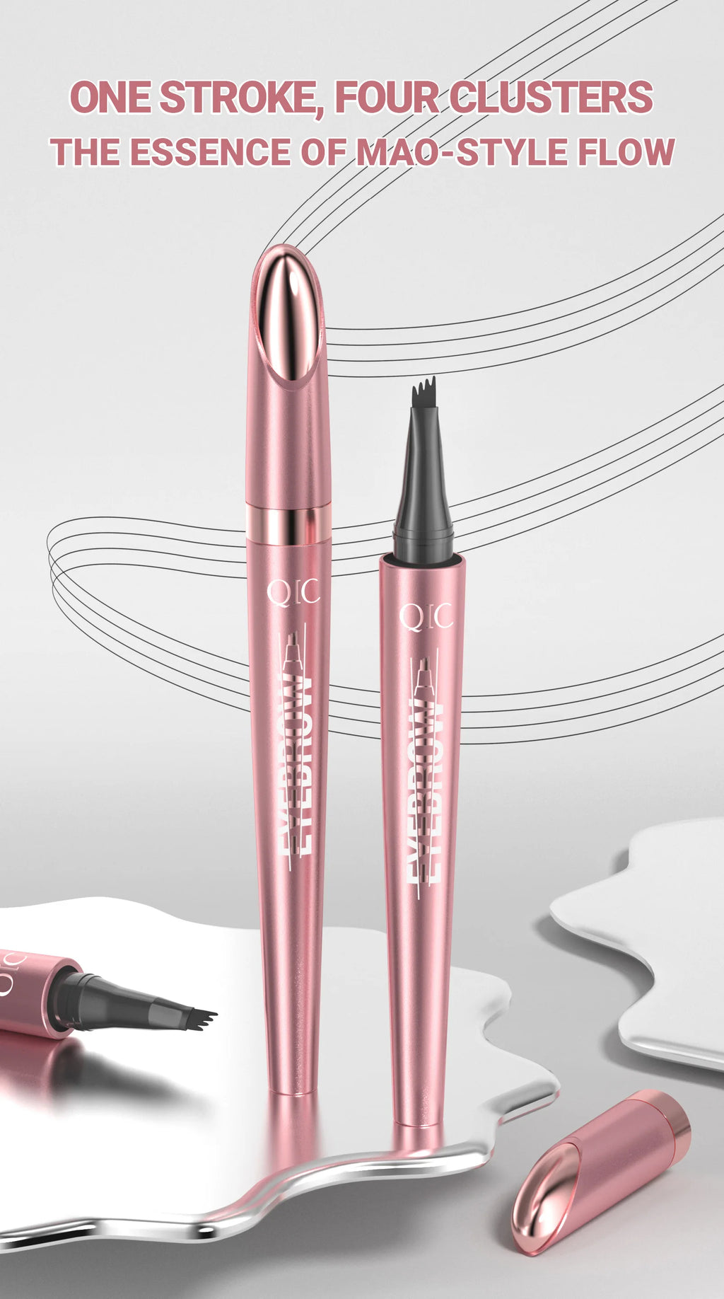Augenbrauenstift mit 4 Gabelspitzen, 3D-Microblading, wasserfest, dunkelbraun, natürliche Farbe, feiner Strich, magischer Augenbrauenstift, 2024, neue Damen