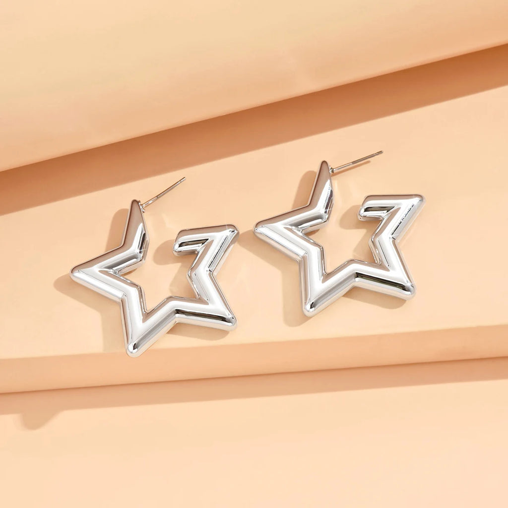 Natura Sabi Geometrische unregelmäßige metallische Farbohrringe für Frauen 2024, minimalistischer Stil, Persönlichkeitsohrringe, trendiger Schmuck, Geschenk