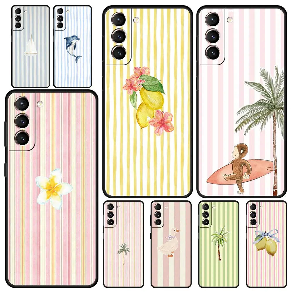 Handyhülle für Samsung Galaxy – Weiche TPU-Hülle mit Baum-, Enten-, Zitronen- & Blumenmuster