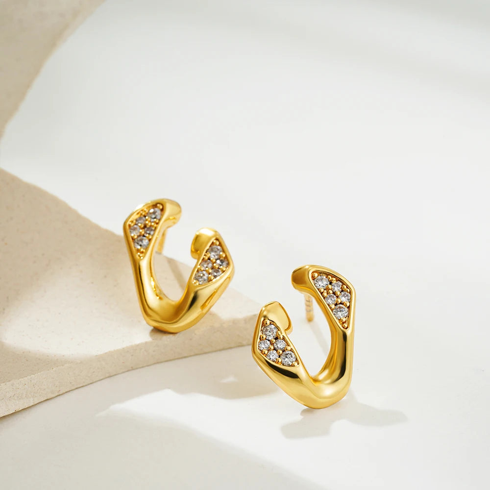 Mode Glänzende Drei-Schicht Strukturierte Kreuzung Knoten Ohrringe für Frauen Gold Farbe Edelstahl Ohrring Vintage-Schmuck Geschenk