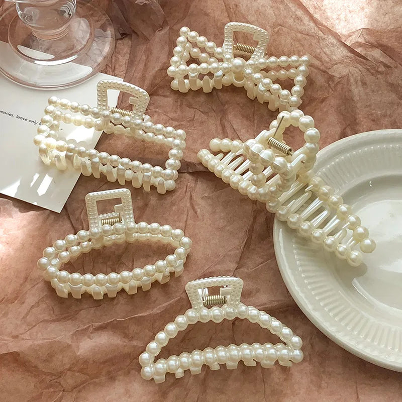 Koreanische Imitation Perle Haarnadeln Geometrische Haar Krallen Bad Große Fang Clip Shark Clip Zurück Kopf Haar Clip Frauen Haar Zubehör