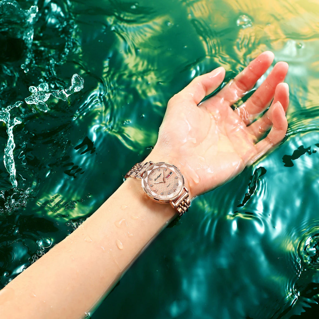 POEDAGAR Frauen Uhr Neue Mode Luxus Edelstahl Armbanduhr Armband Einfache Rose Gold Wasserdicht Leucht Damen Uhren